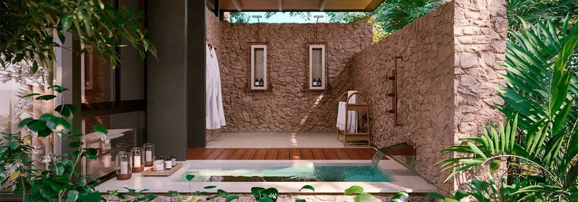 Plunge pool with forest view